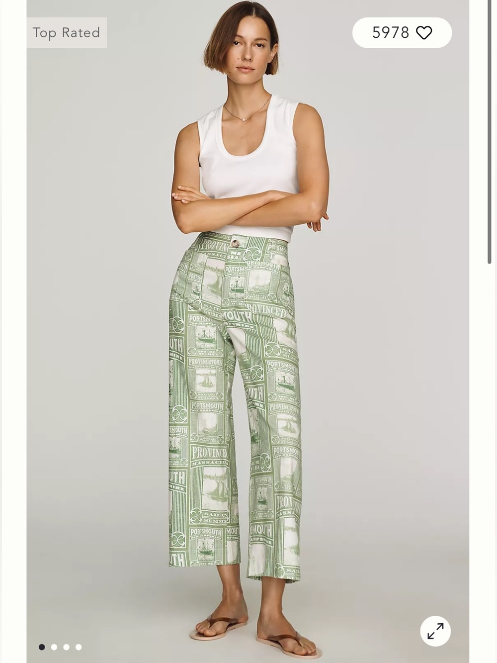 Maeve Mint Green Printed Wide-Leg Pants - 26 tall